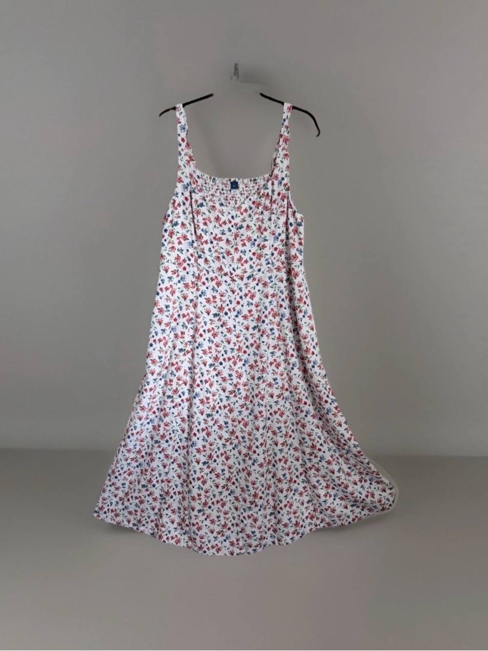 Old Navy Dress Womens XL Floral Linen Blend Smocked Midi Sundress Romantic Boho - Picture 2 of 12